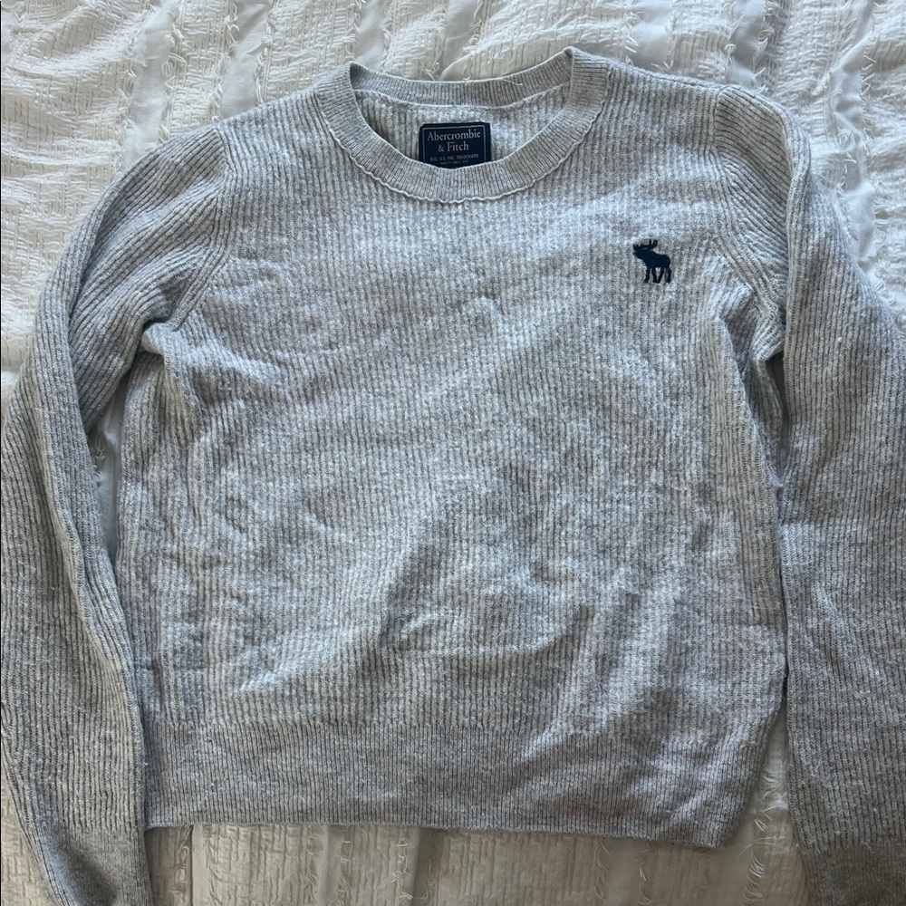 Abercrombie & Fitch Light Gray Crewneck Sweater